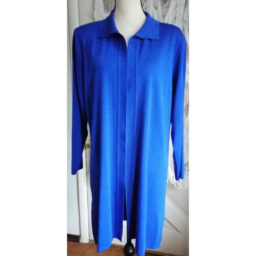 Exclusively Misook Womens Royal Blue Open Cardigan Jacket Size S Petites